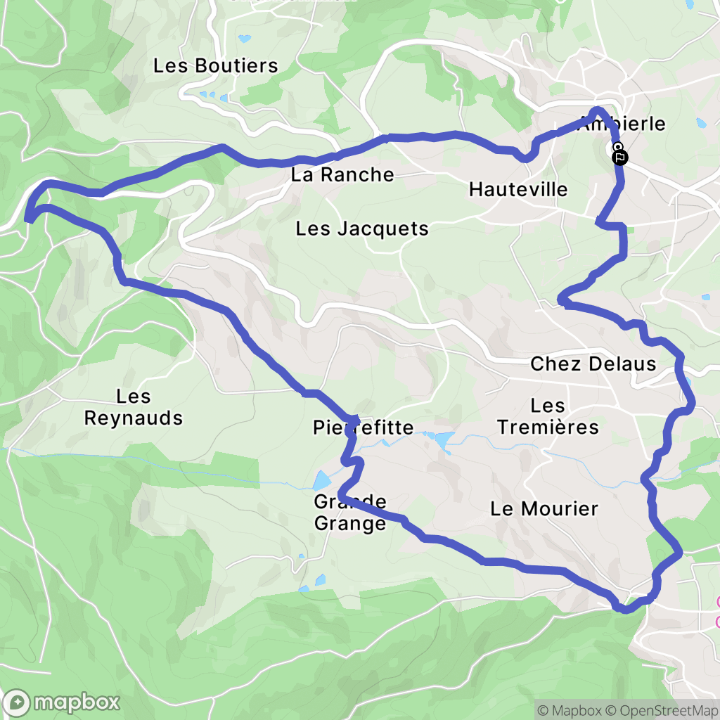 Ambierle : carte du parcours de randonnée - France