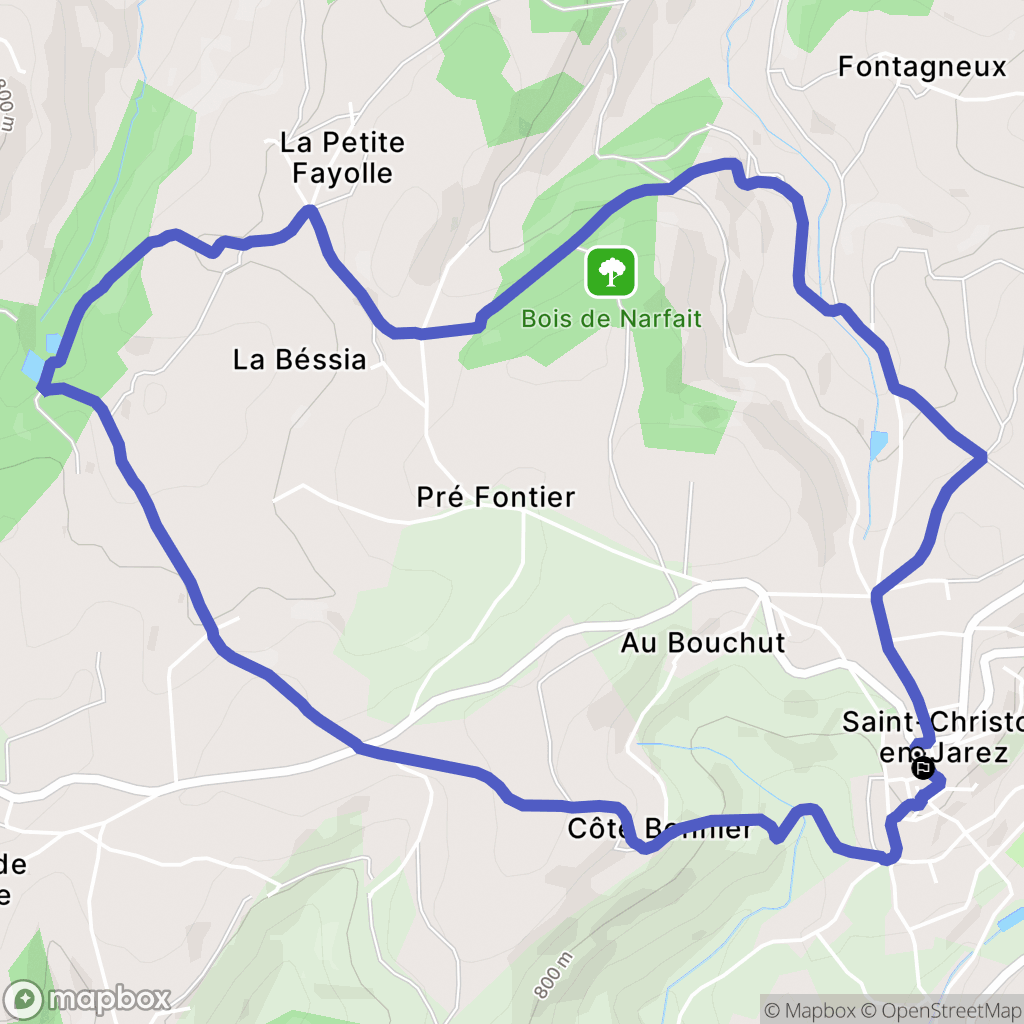 Saint-Christo-en-Jarez : carte du parcours de randonnée - France