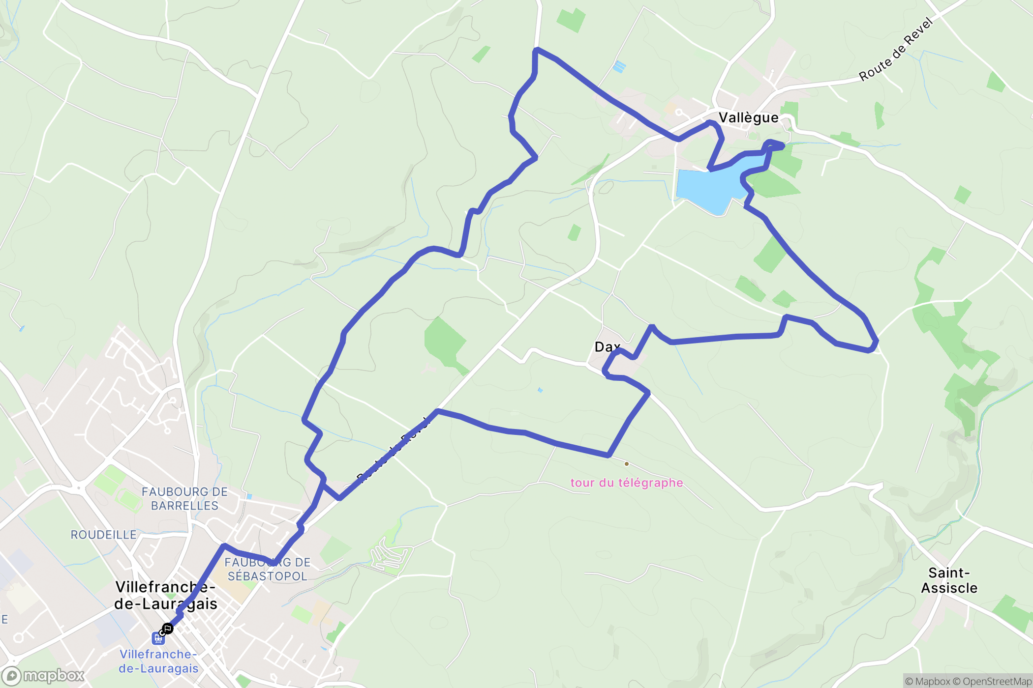 Villefranche-de-Lauragais : carte du parcours de randonnée - France