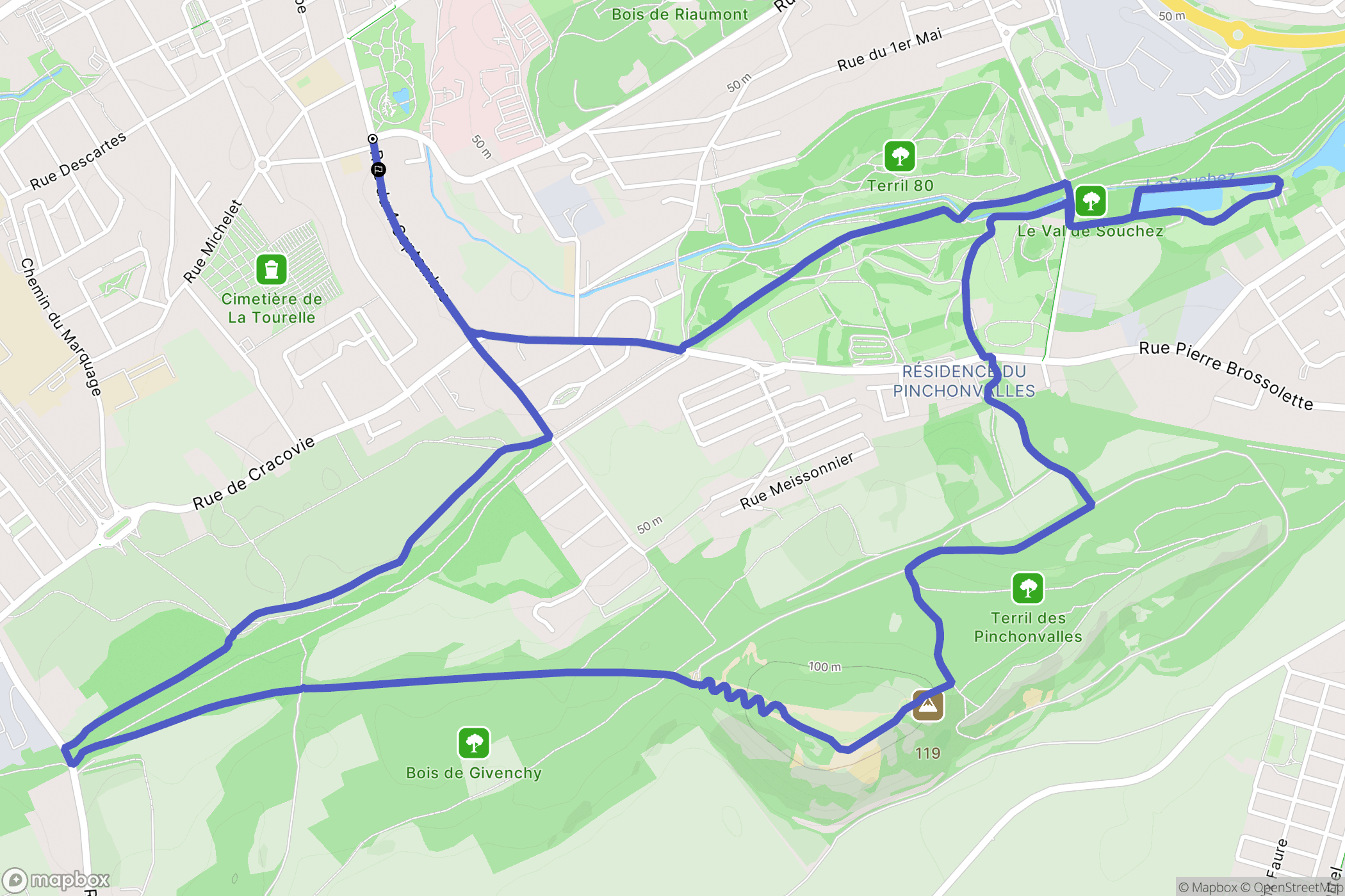 Liévin : carte du parcours de randonnée - France