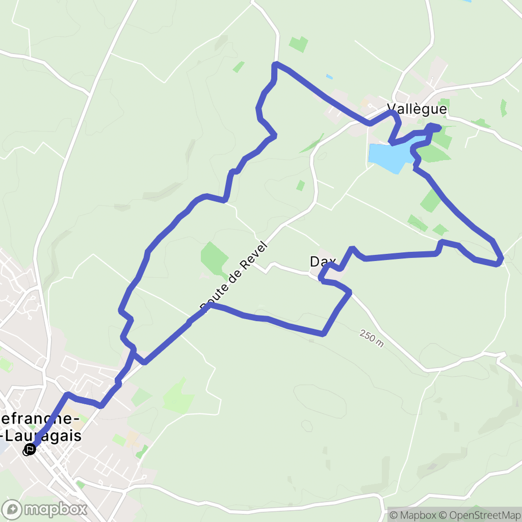 Villefranche-de-Lauragais : carte du parcours de randonnée - France