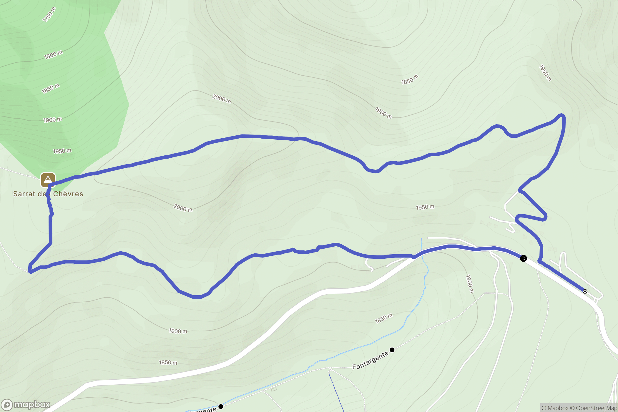 Ascou : carte du parcours de randonnée - France