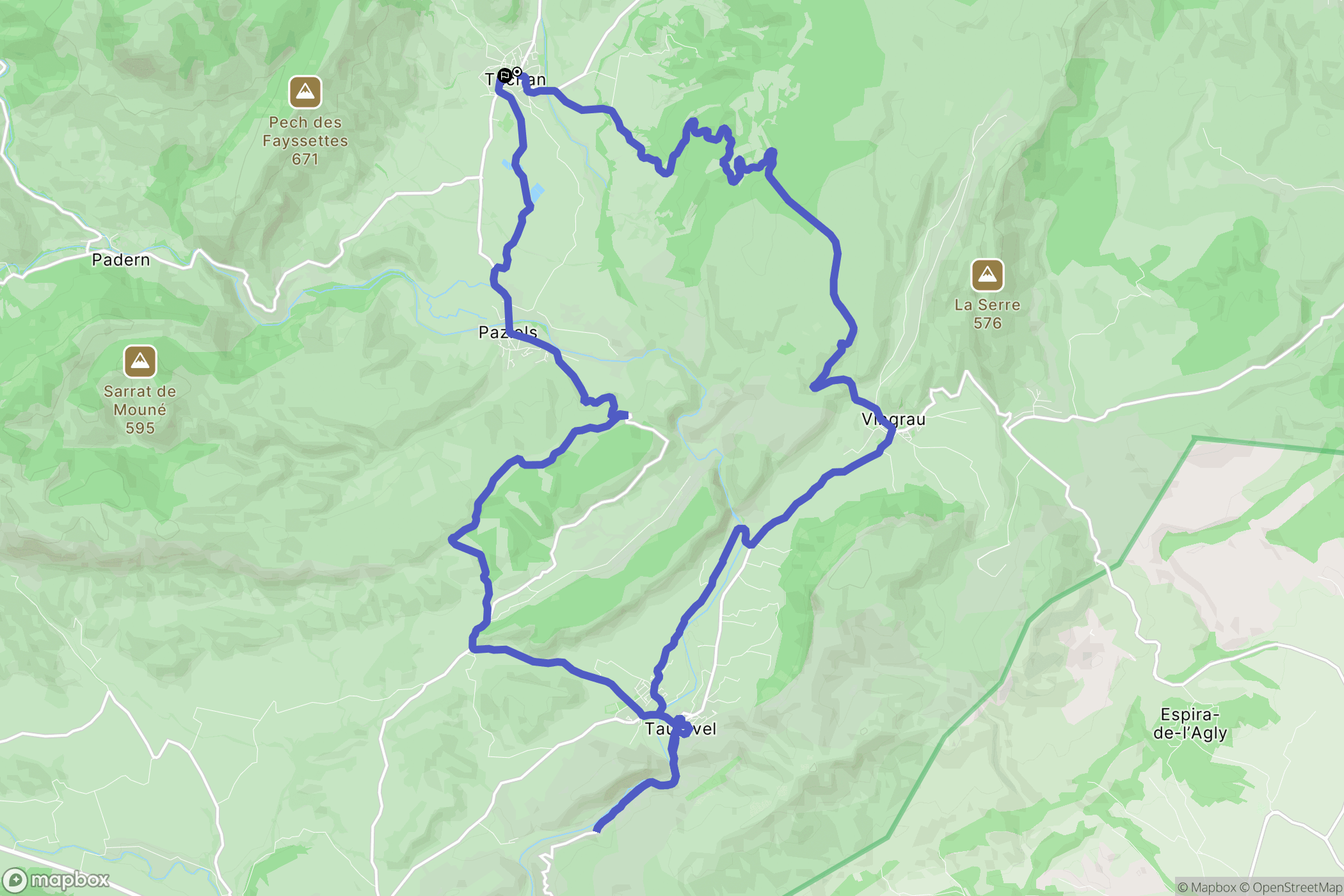 Tuchan : carte du parcours de randonnée - France