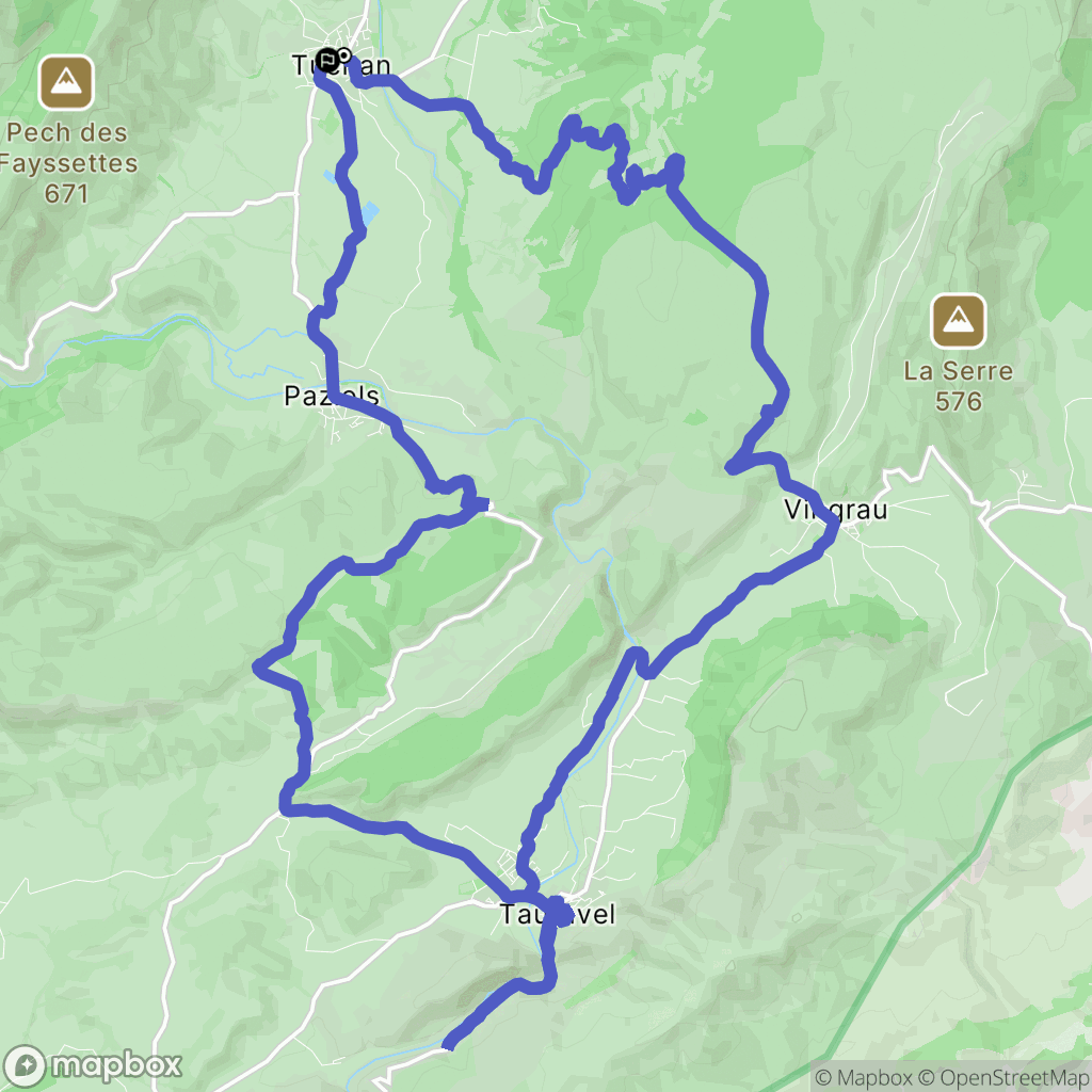 Tuchan : carte du parcours de randonnée - France