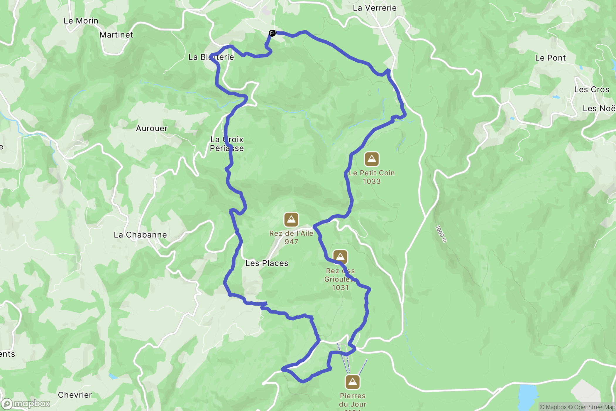 Saint-Nicolas-des-Biefs : carte du parcours de randonnée - France