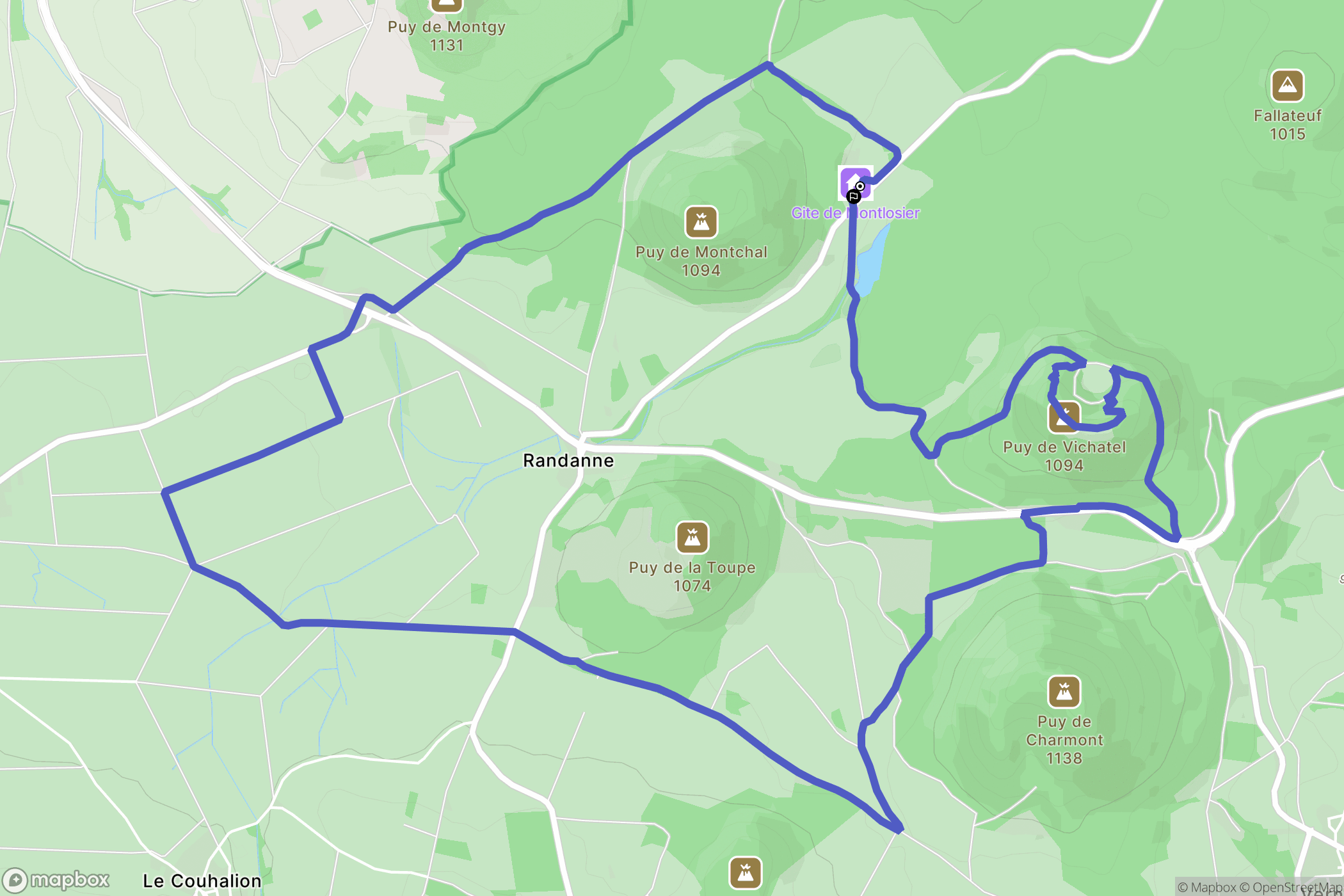 Aydat : carte du parcours de randonnée - France