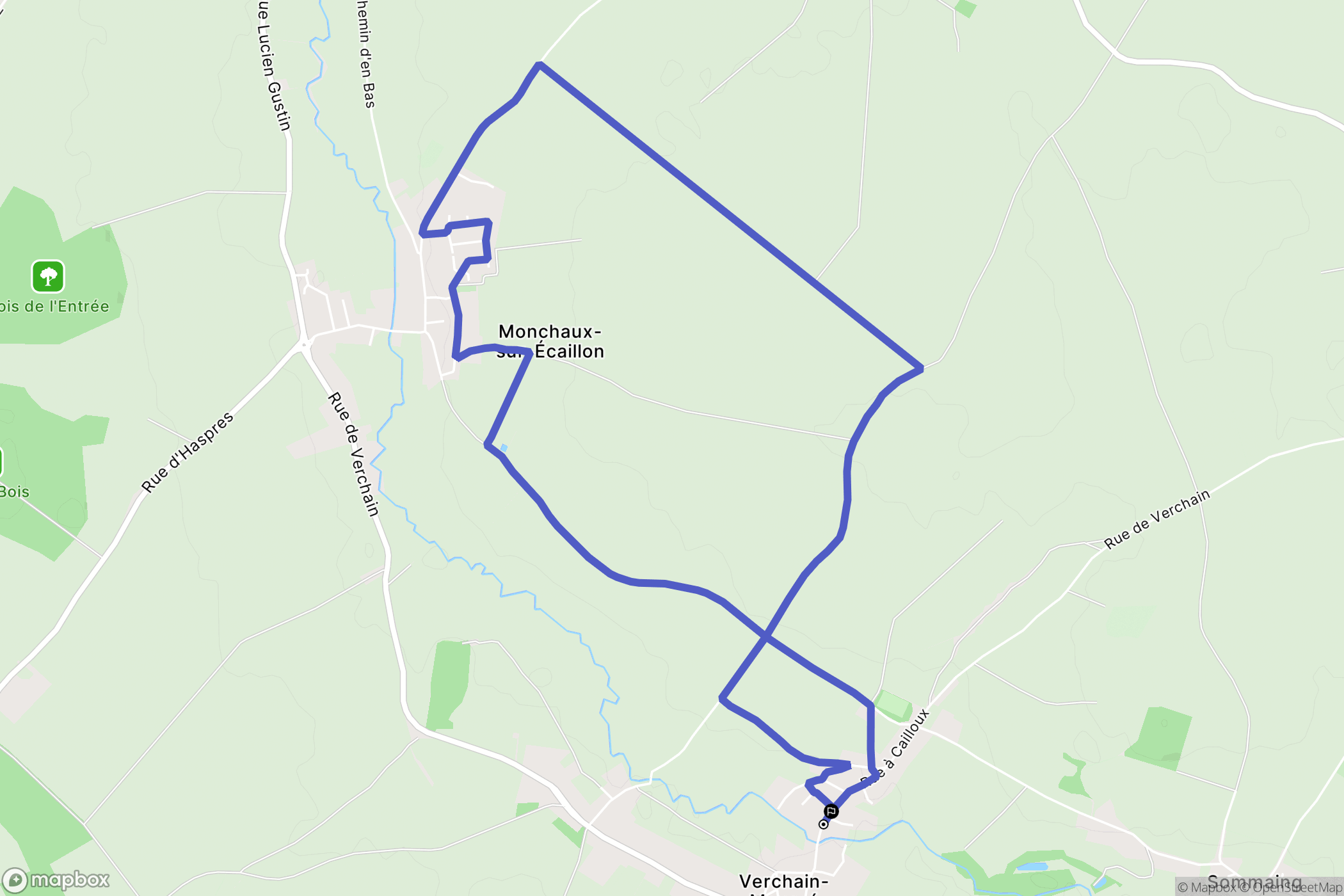 Verchain-Maugré : carte du parcours de randonnée - France