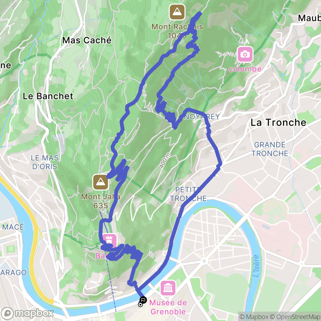 Grenoble : carte du parcours de randonnée - France