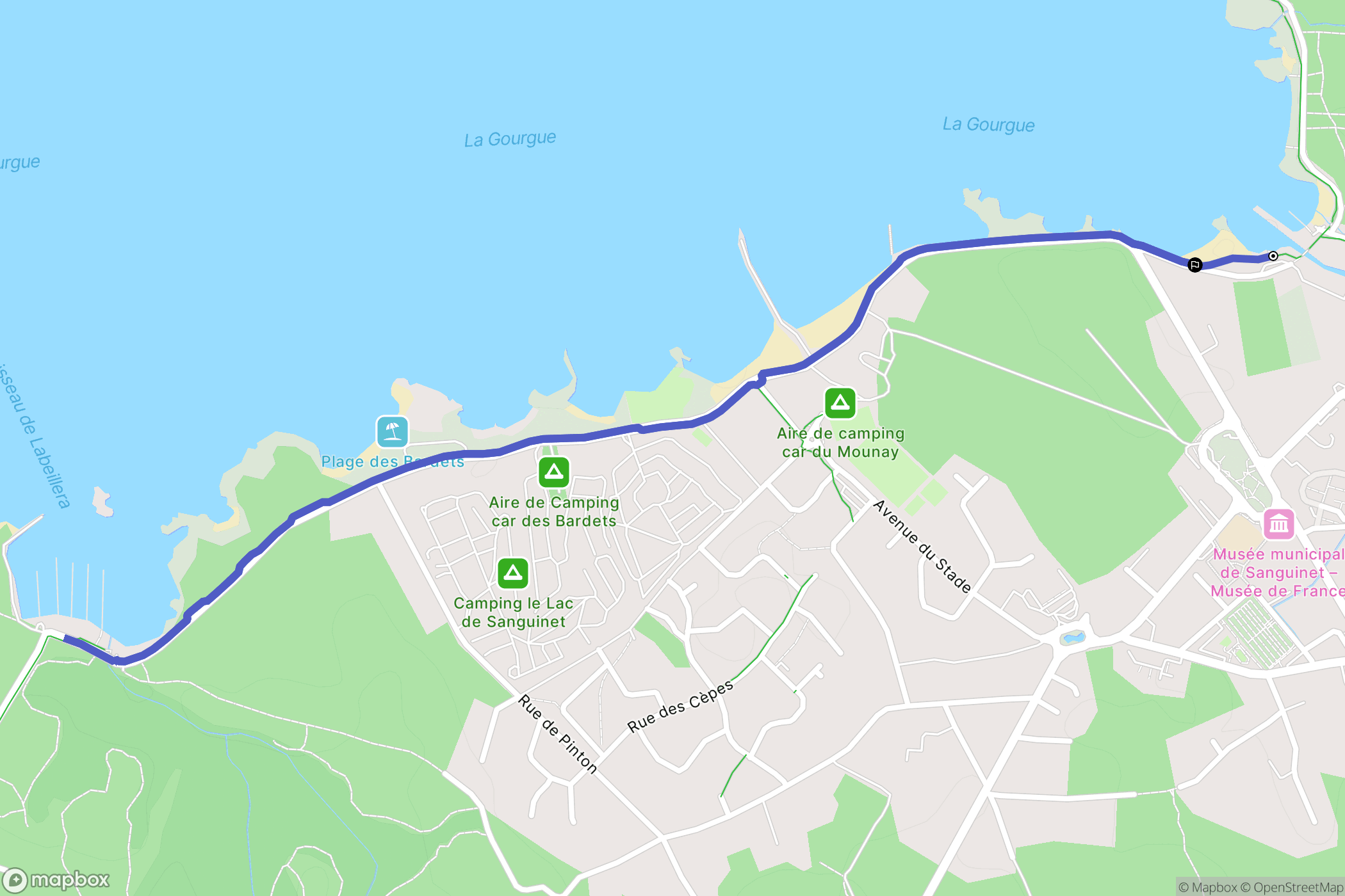 Sanguinet : carte du parcours de randonnée - France