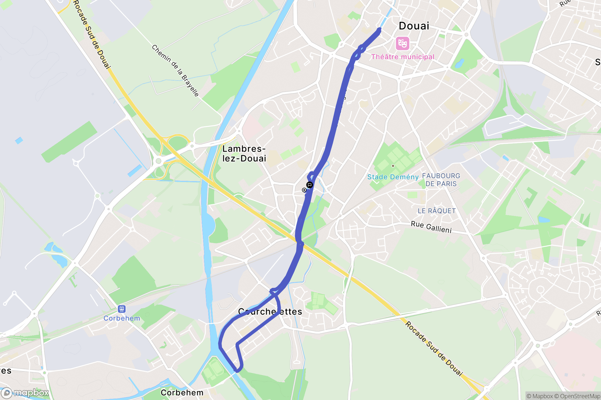 Lambres-Lez-Douai : carte du parcours de randonnée - France
