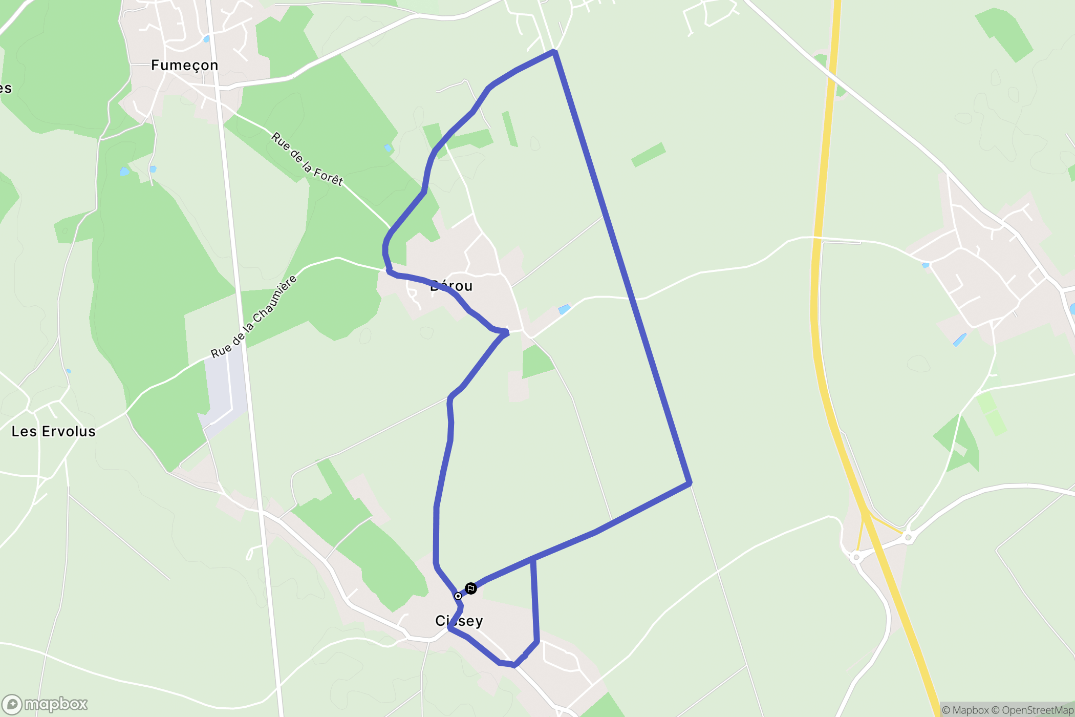 Grossœuvre : carte du parcours de randonnée - France