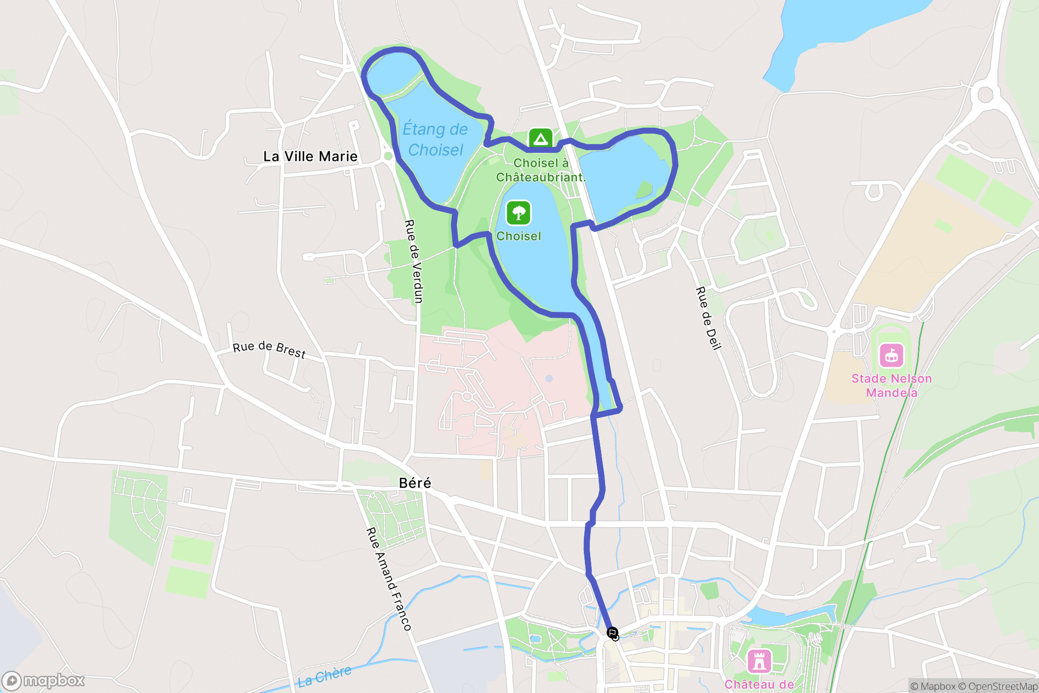 Châteaubriant : carte du parcours de randonnée - France