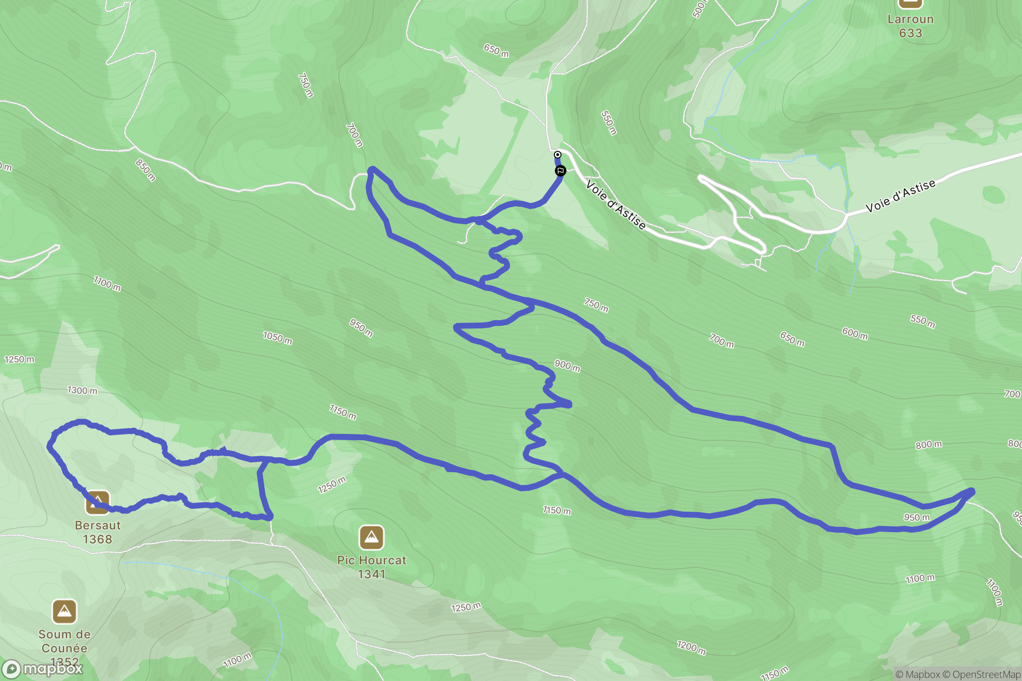 Izeste : carte du parcours de randonnée - France