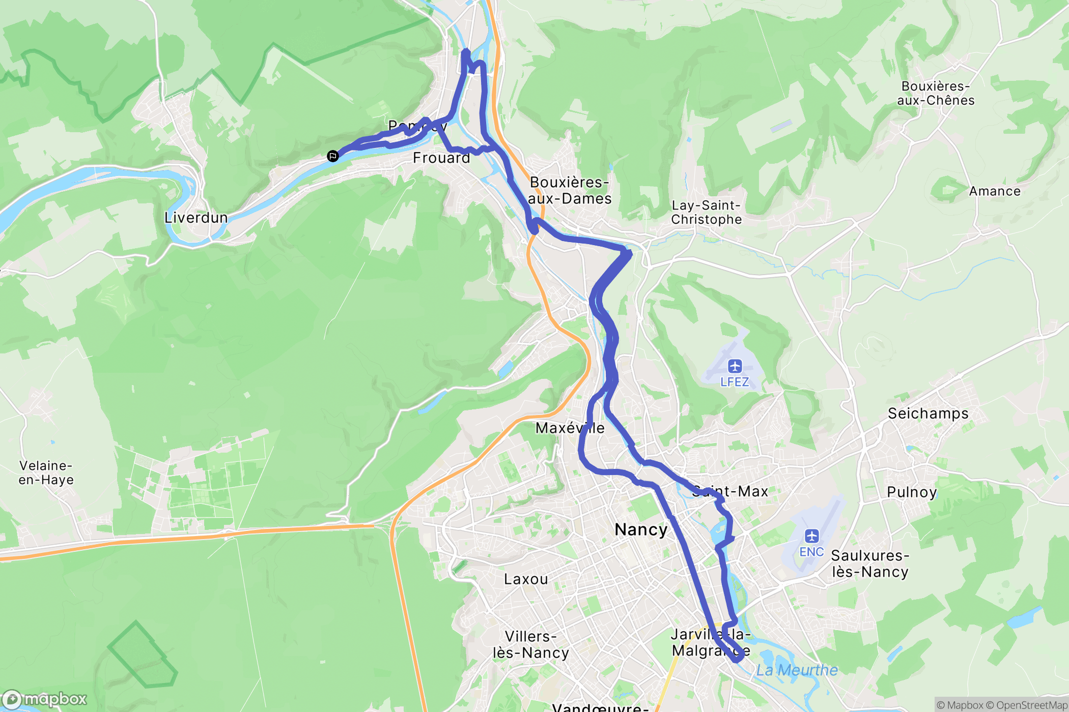 Liverdun : carte du parcours de randonnée - France