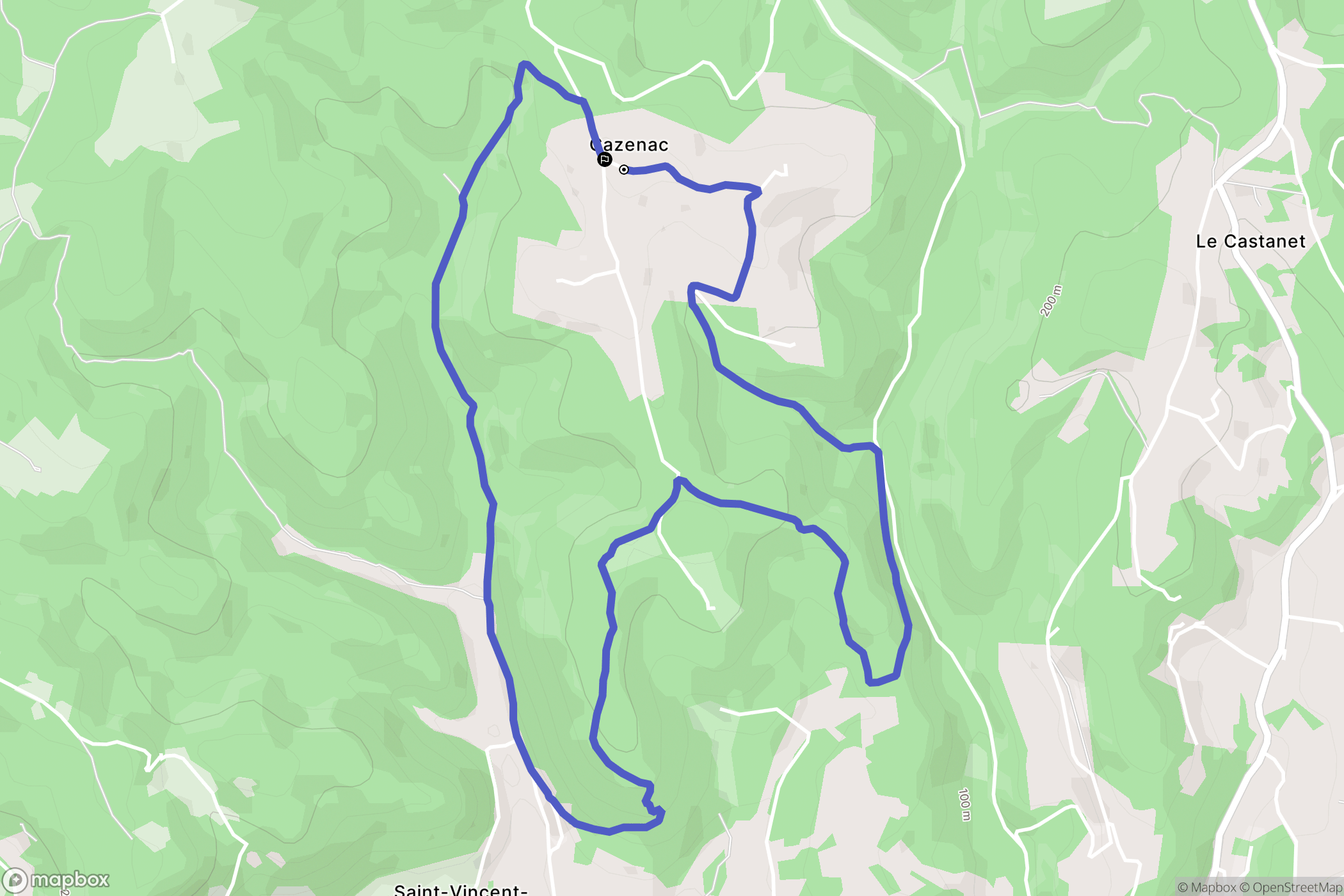 Beynac-et-Cazenac : carte du parcours de randonnée - France