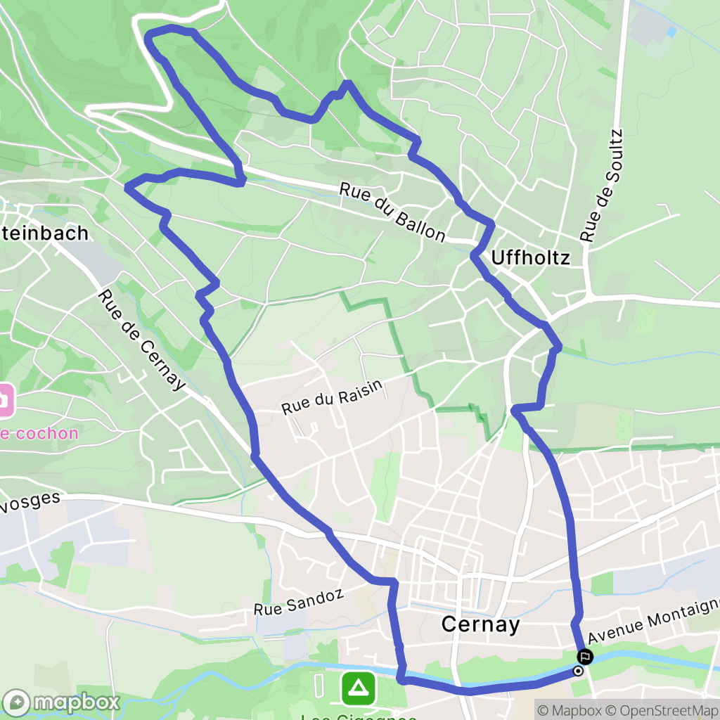 Cernay : carte du parcours de randonnée - France