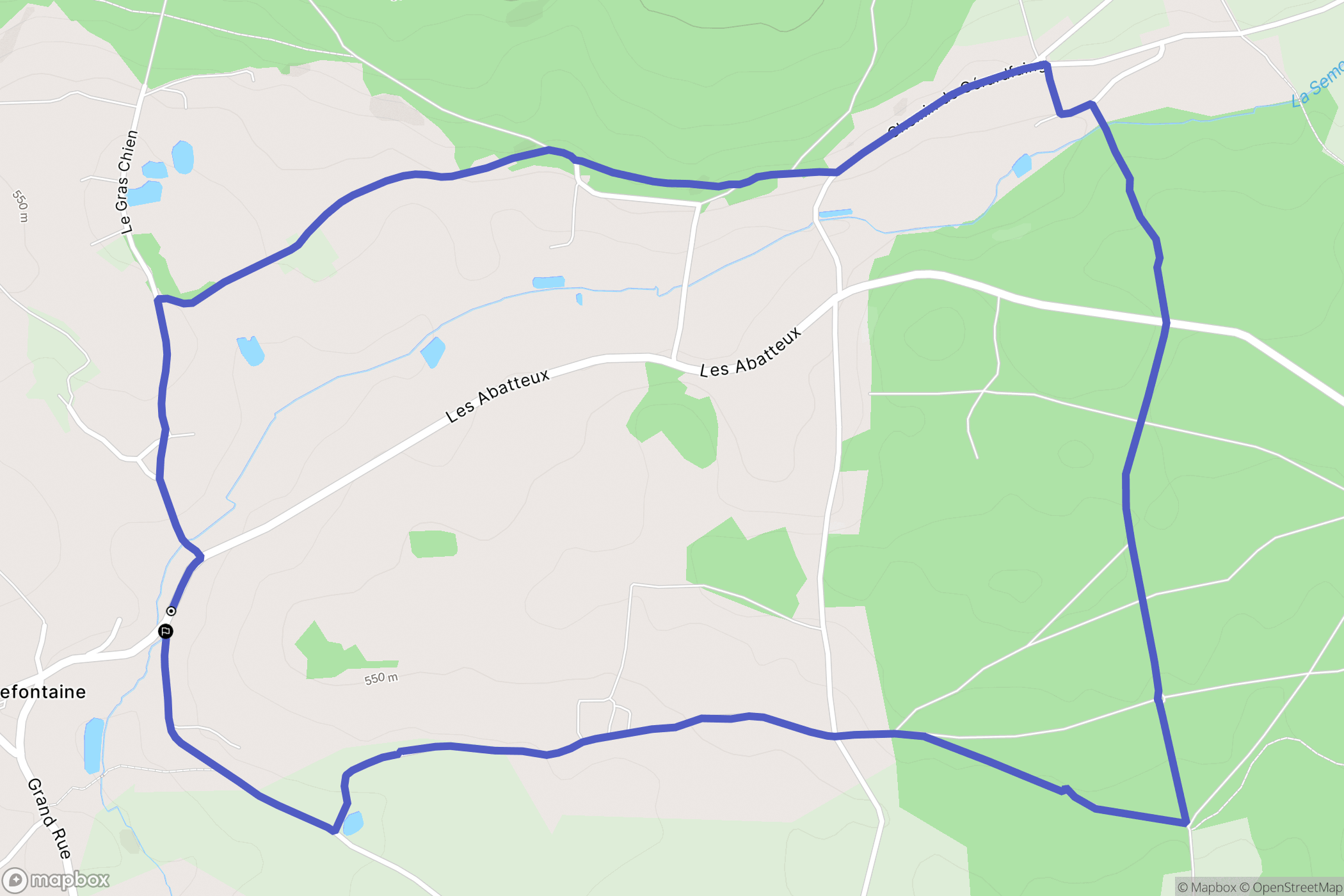 Bellefontaine : carte du parcours de randonnée - France