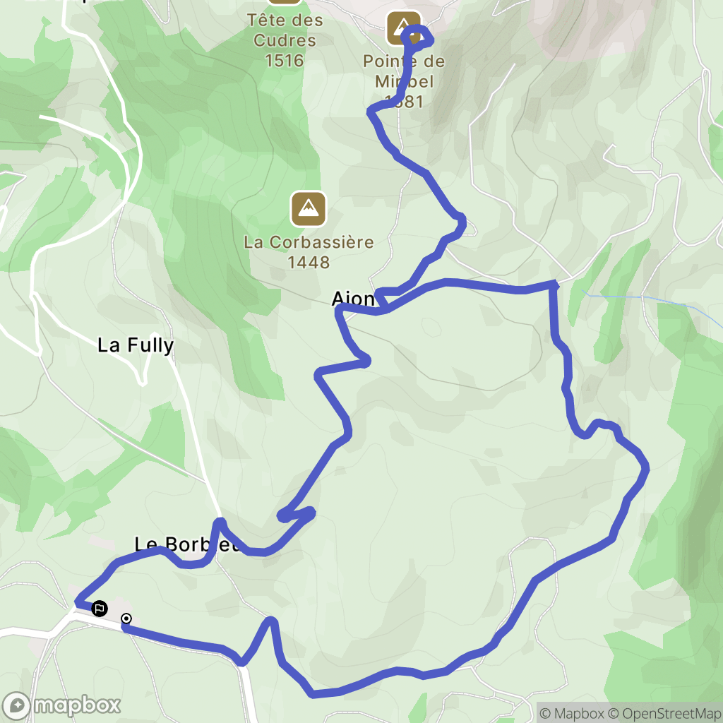 Onnion : carte du parcours de randonnée - France