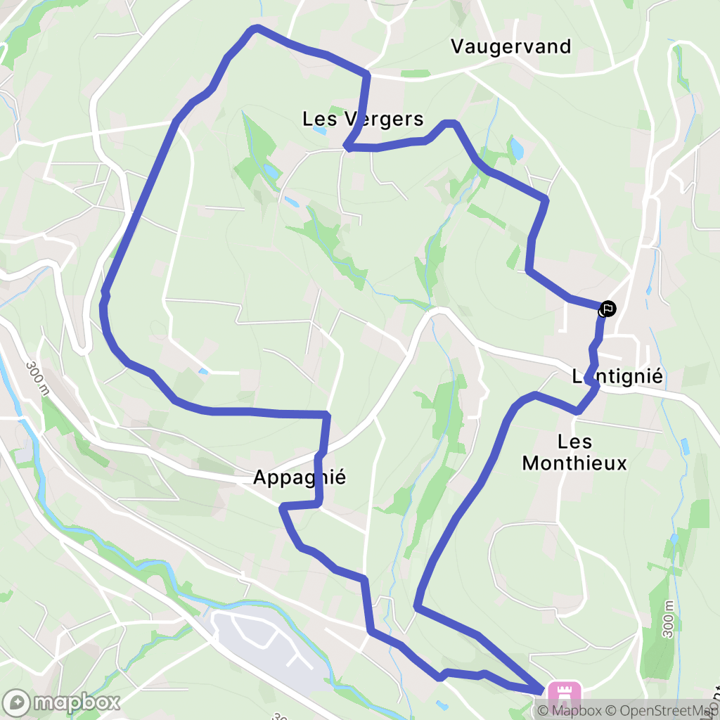 Lantignié : carte du parcours de randonnée - France