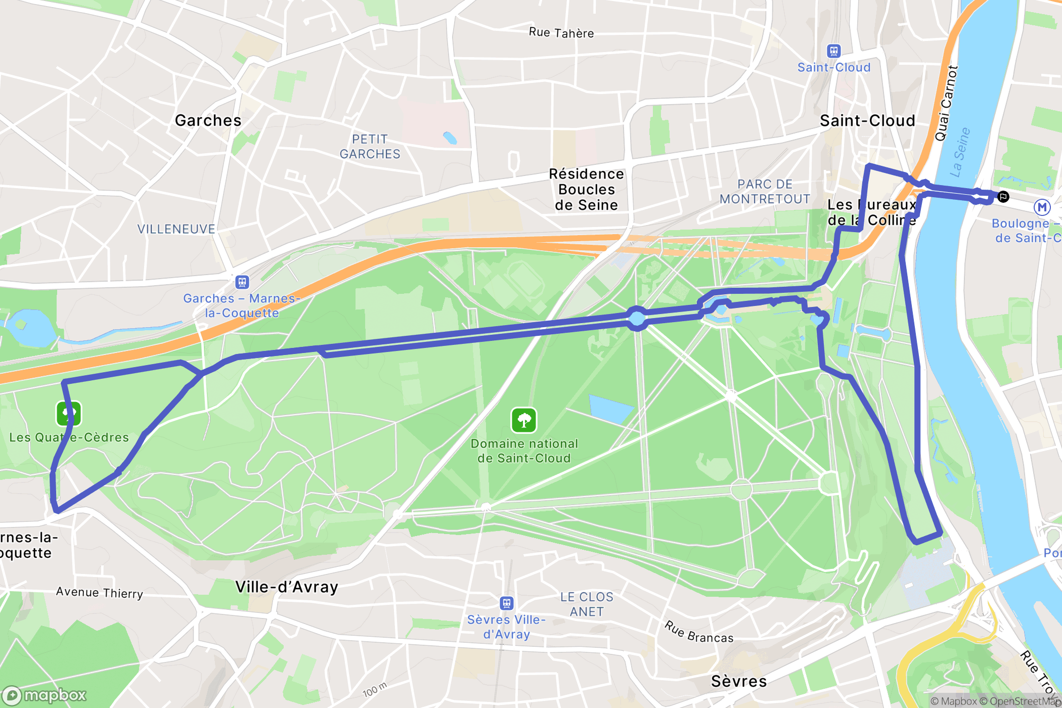Boulogne-Billancourt : carte du parcours de randonnée - France