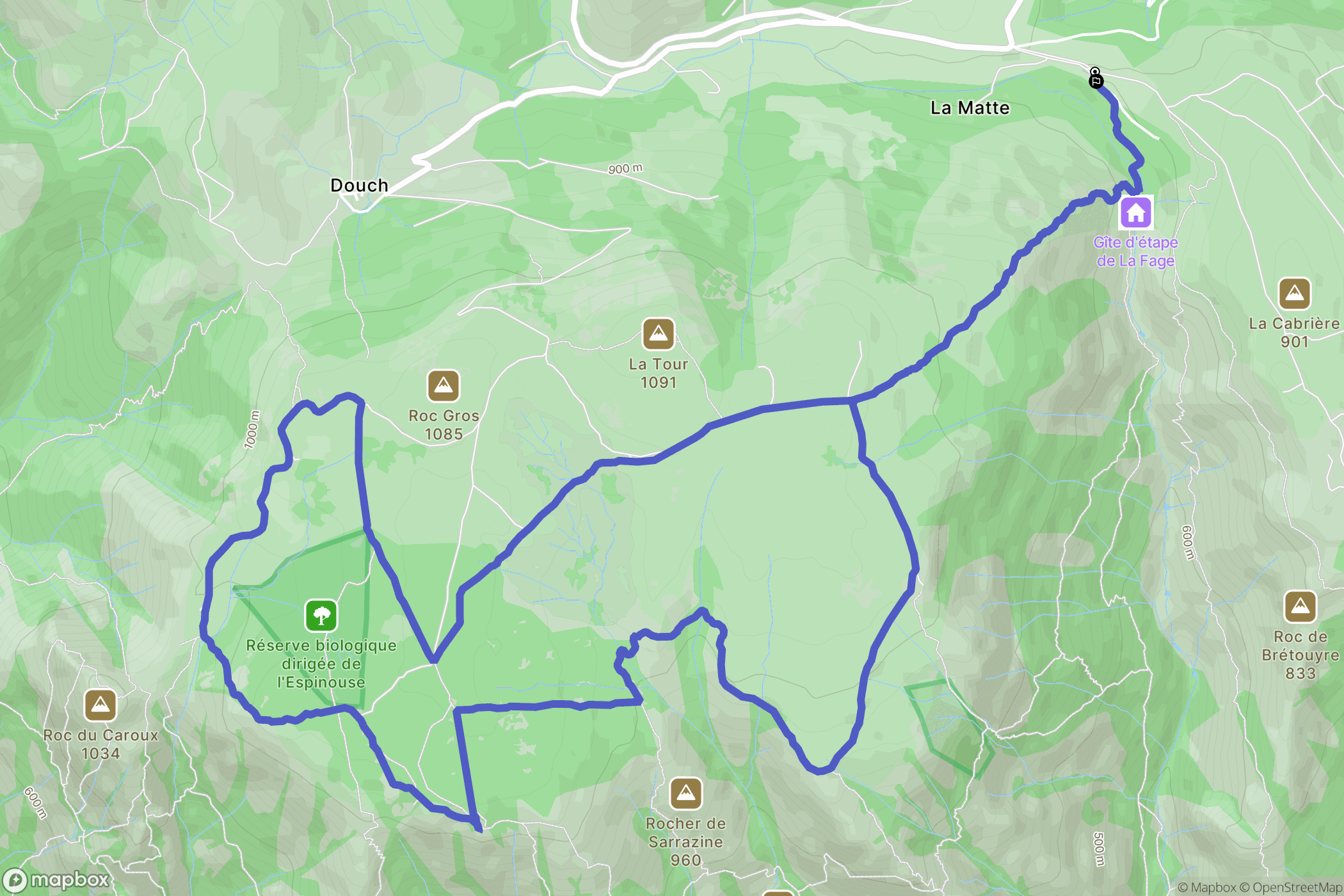 Rosis : carte du parcours de randonnée - France