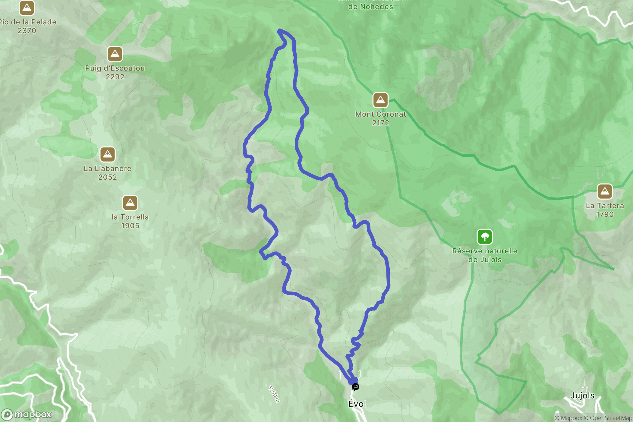 Olette : carte du parcours de randonnée - France
