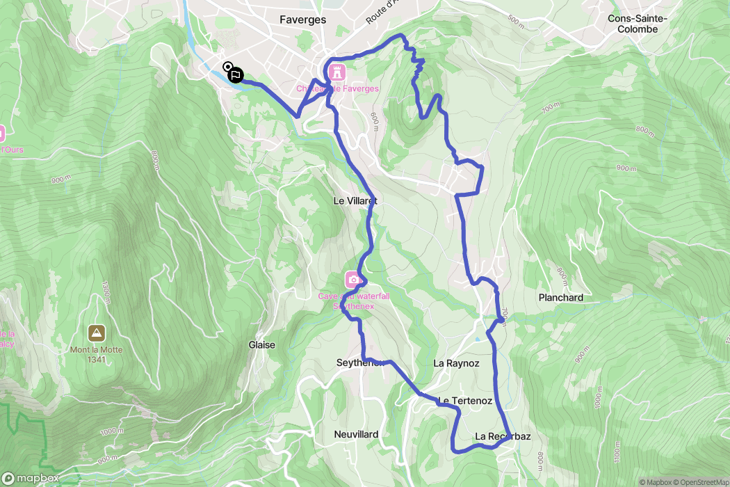 Faverges : carte du parcours de randonnée - France