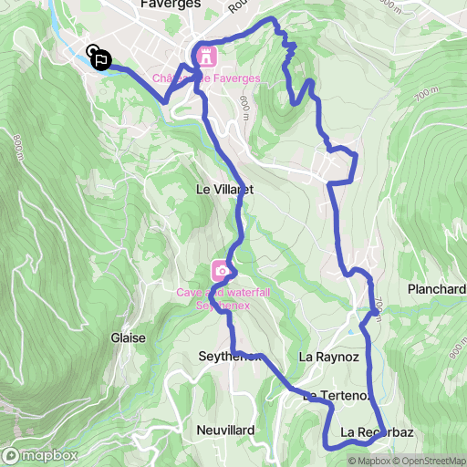 Faverges : carte du parcours de randonnée - France