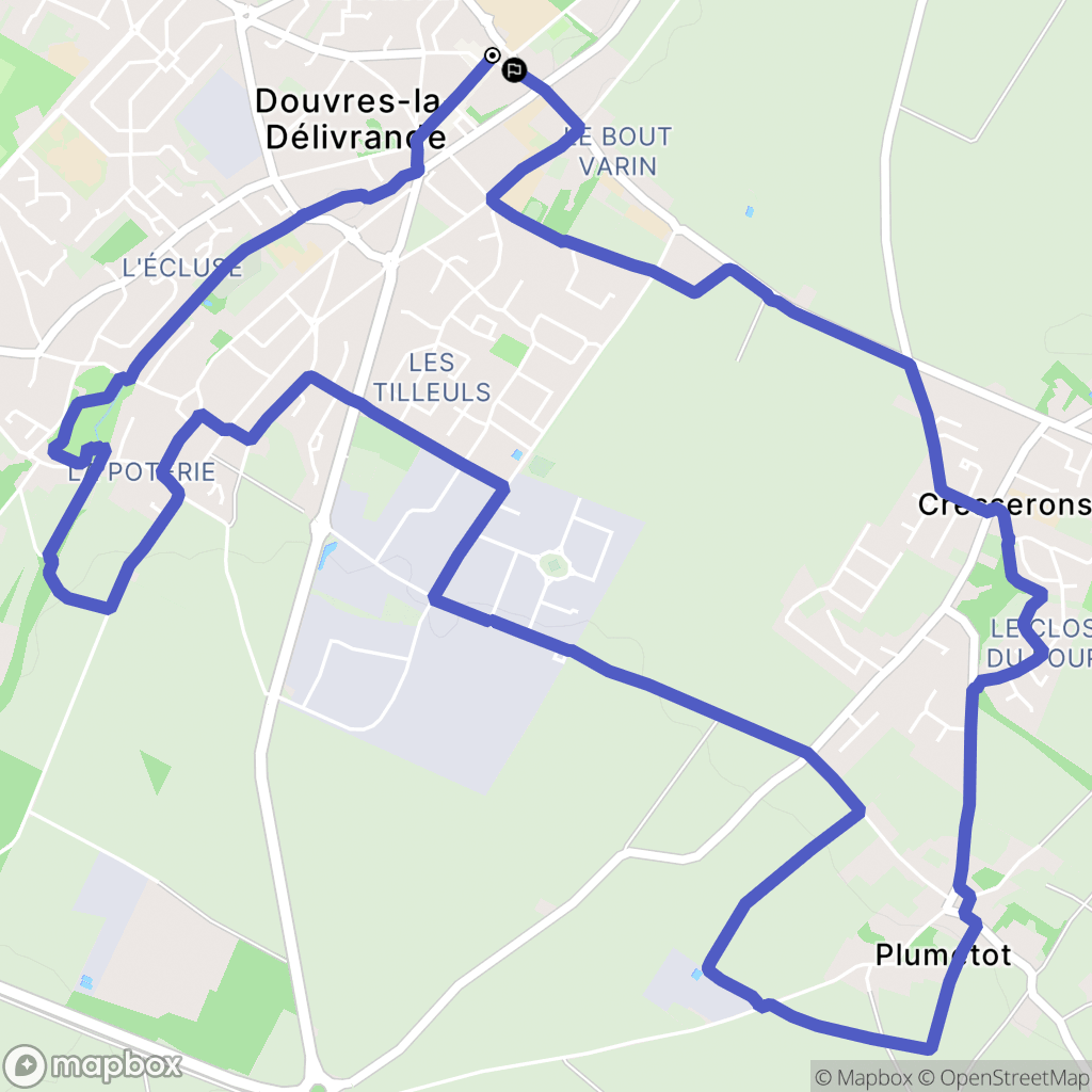 Douvres-la-Délivrande : carte du parcours de randonnée - France