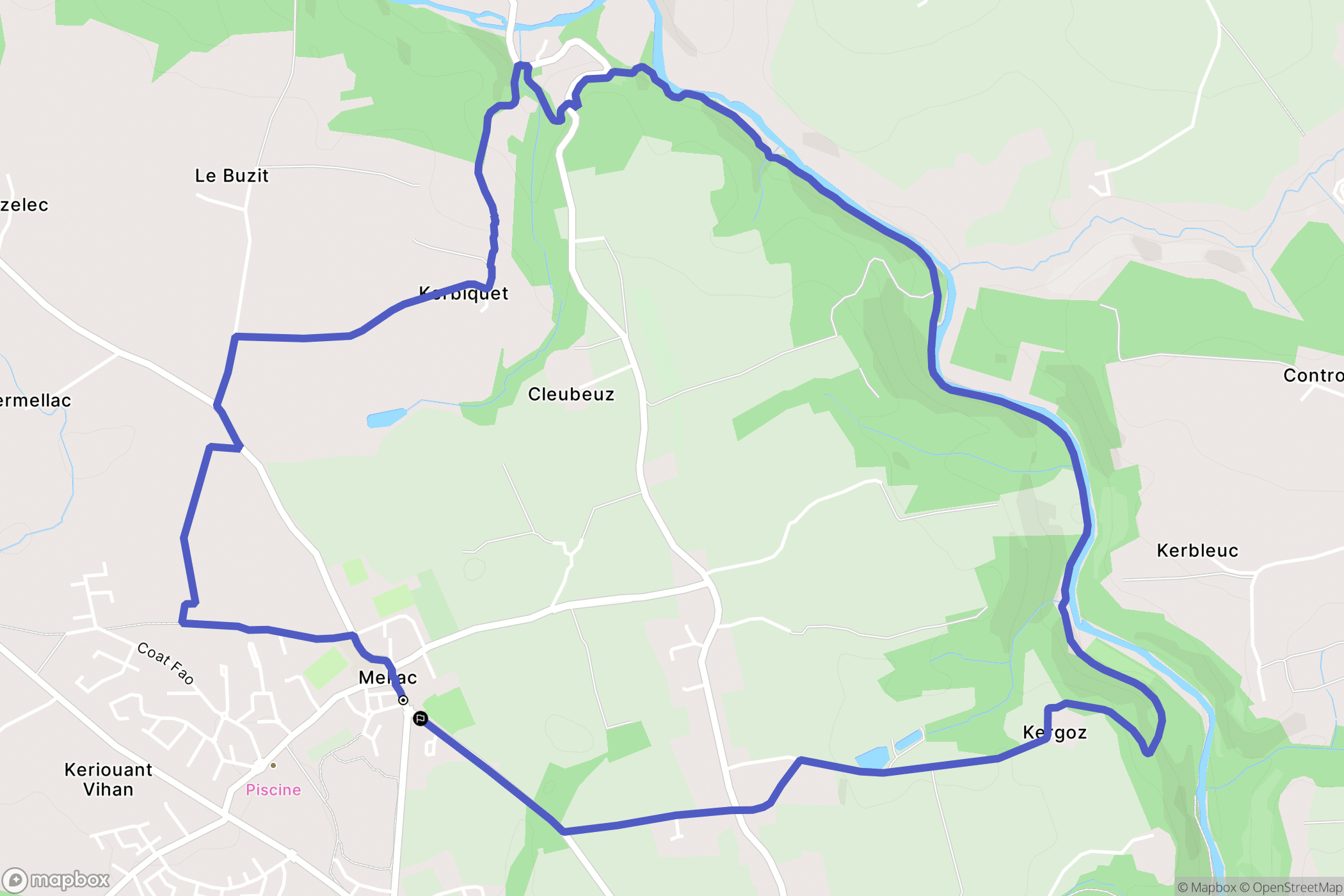 Mellac : carte du parcours de randonnée - France