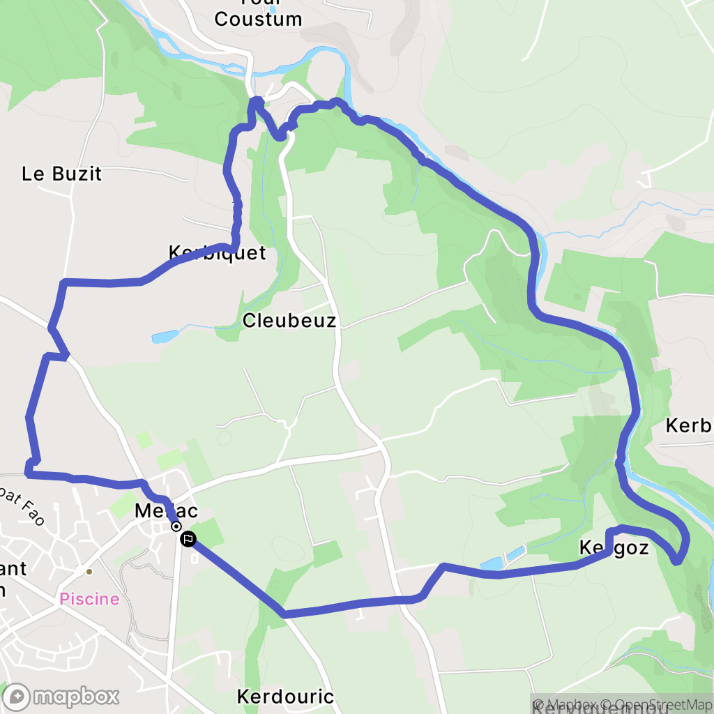 Mellac : carte du parcours de randonnée - France
