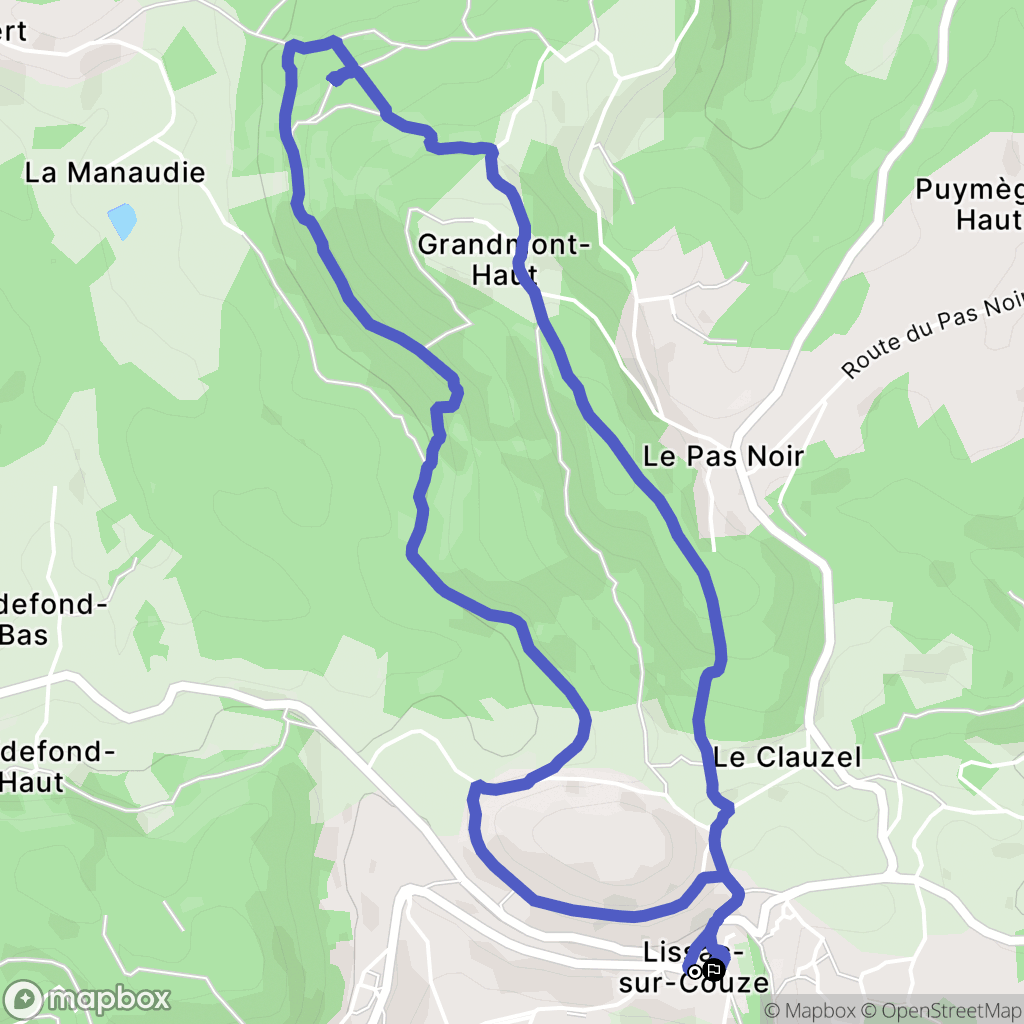 Lissac-sur-Couze : carte du parcours de randonnée - France