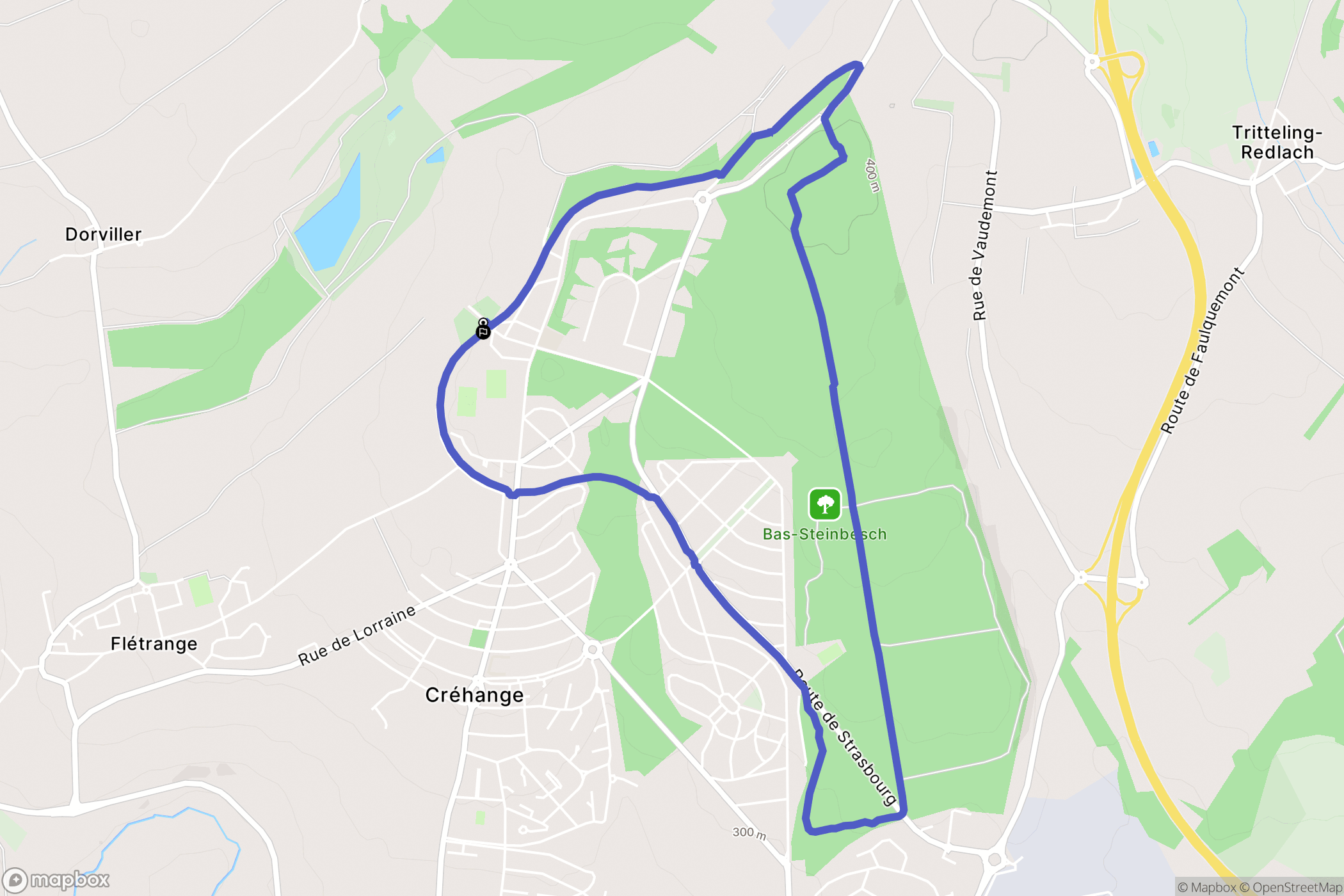 Créhange : carte du parcours de randonnée - France