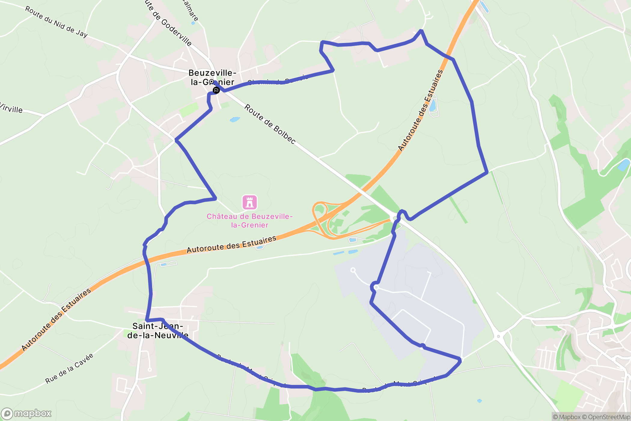 Beuzeville-la-Grenier : carte du parcours de randonnée - France