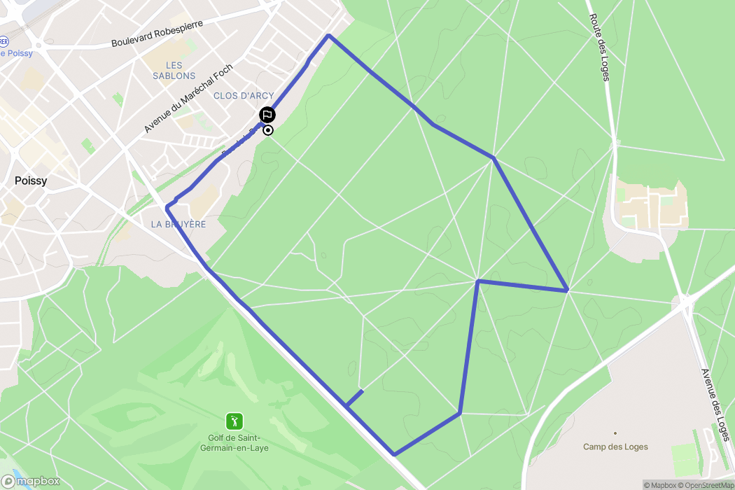 Poissy : carte du parcours de randonnée - France