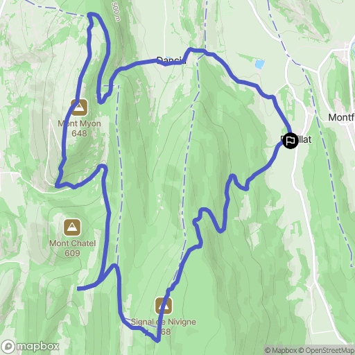 Pouillat : carte du parcours de randonnée - France