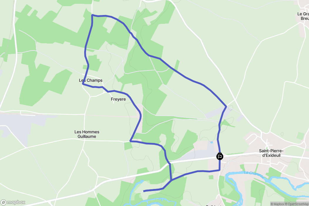 Saint-Pierre-d'Exideuil : carte du parcours de randonnée - France