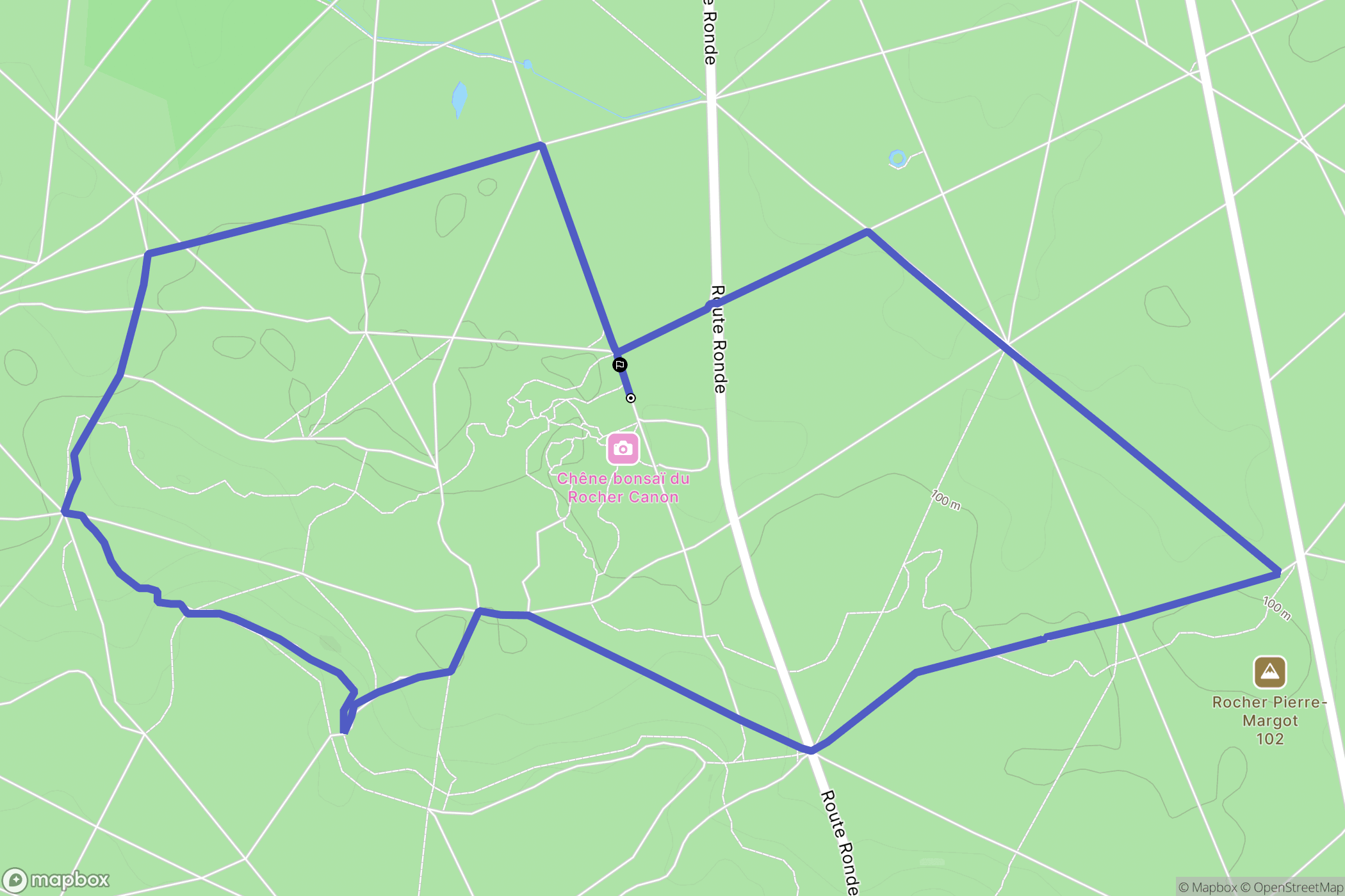 Fontainebleau : carte du parcours de randonnée - France