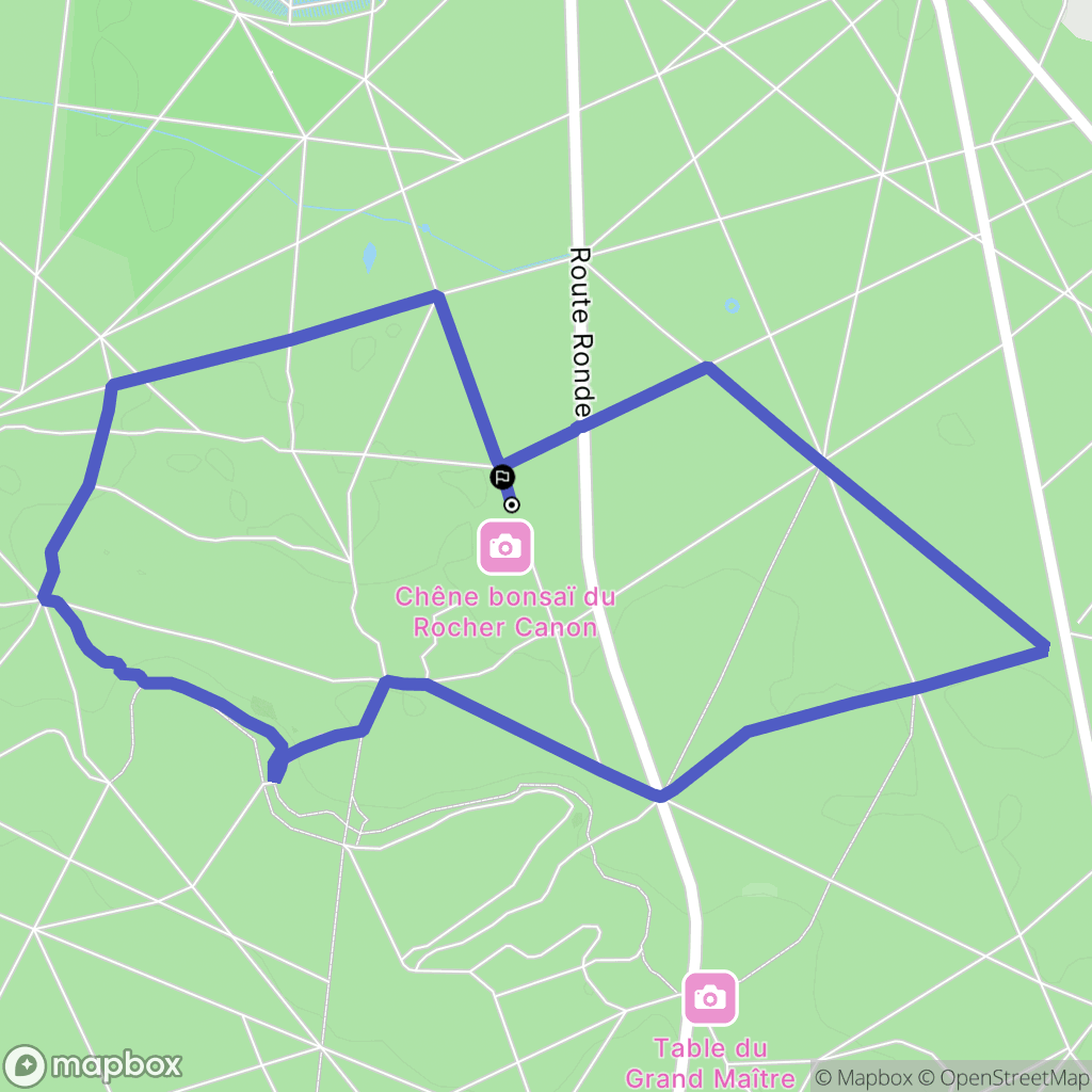Fontainebleau : carte du parcours de randonnée - France