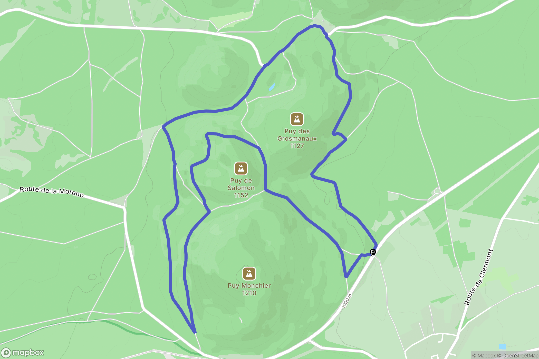 Saint-Genès-Champanelle : carte du parcours de randonnée - France