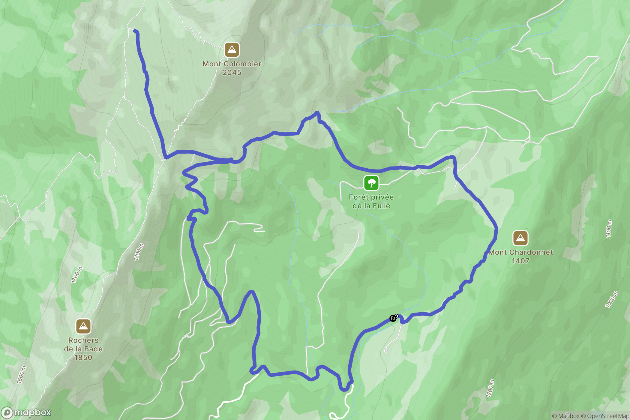 Aillon-le-Jeune : carte du parcours de randonnée - France