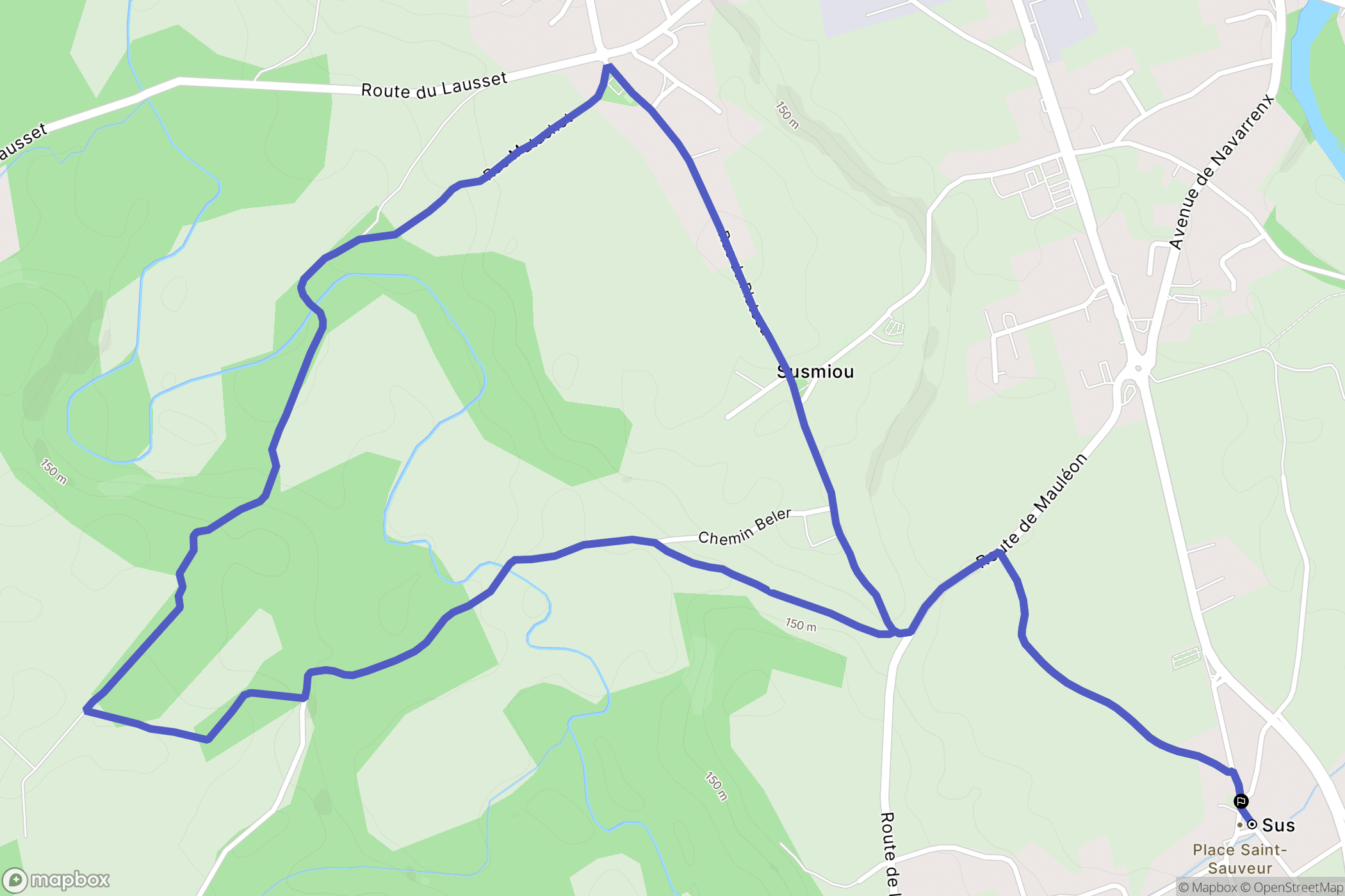 Sus : carte du parcours de randonnée - France