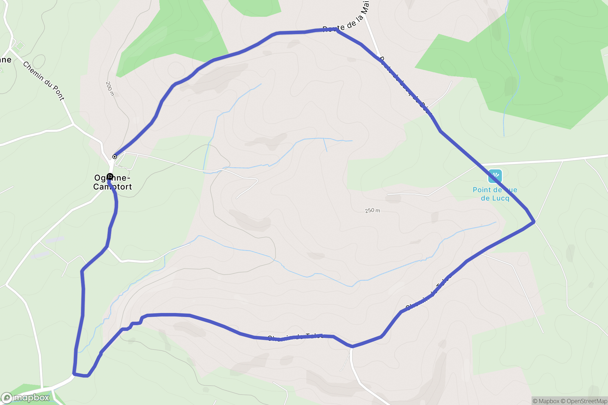 Ogenne-Camptort : carte du parcours de randonnée - France