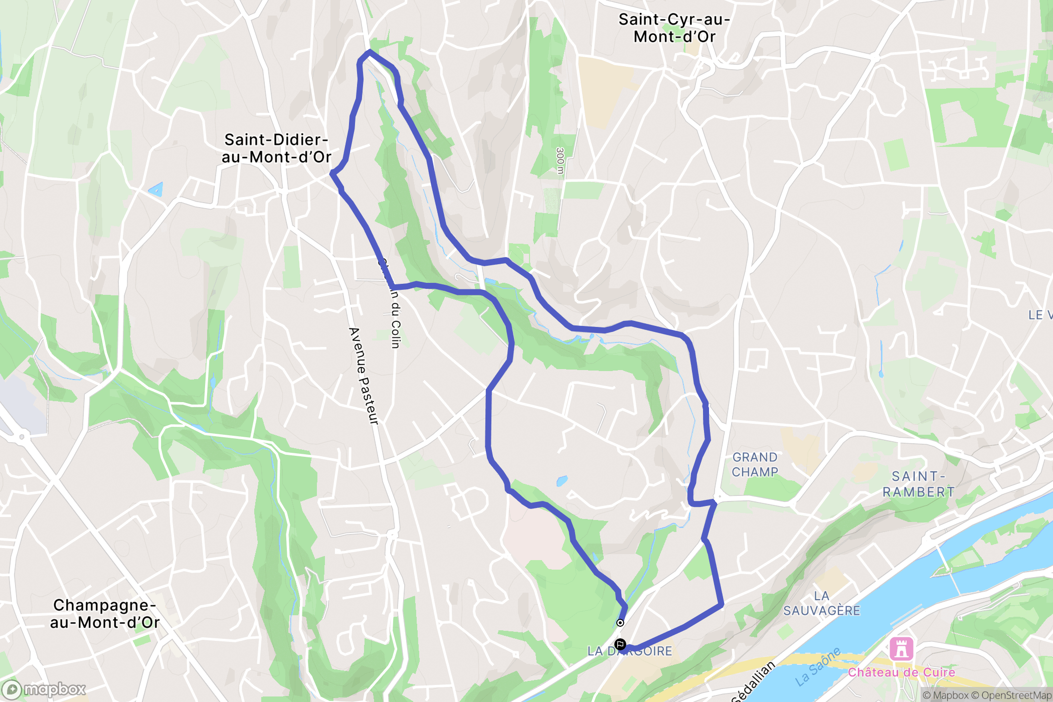 Lyon : carte du parcours de randonnée - France