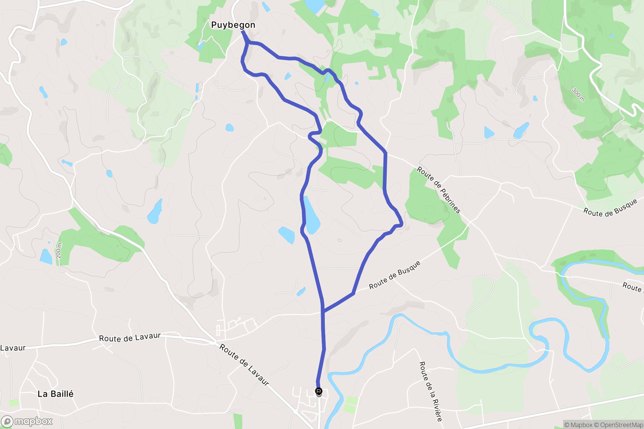 Briatexte : carte du parcours de randonnée - France