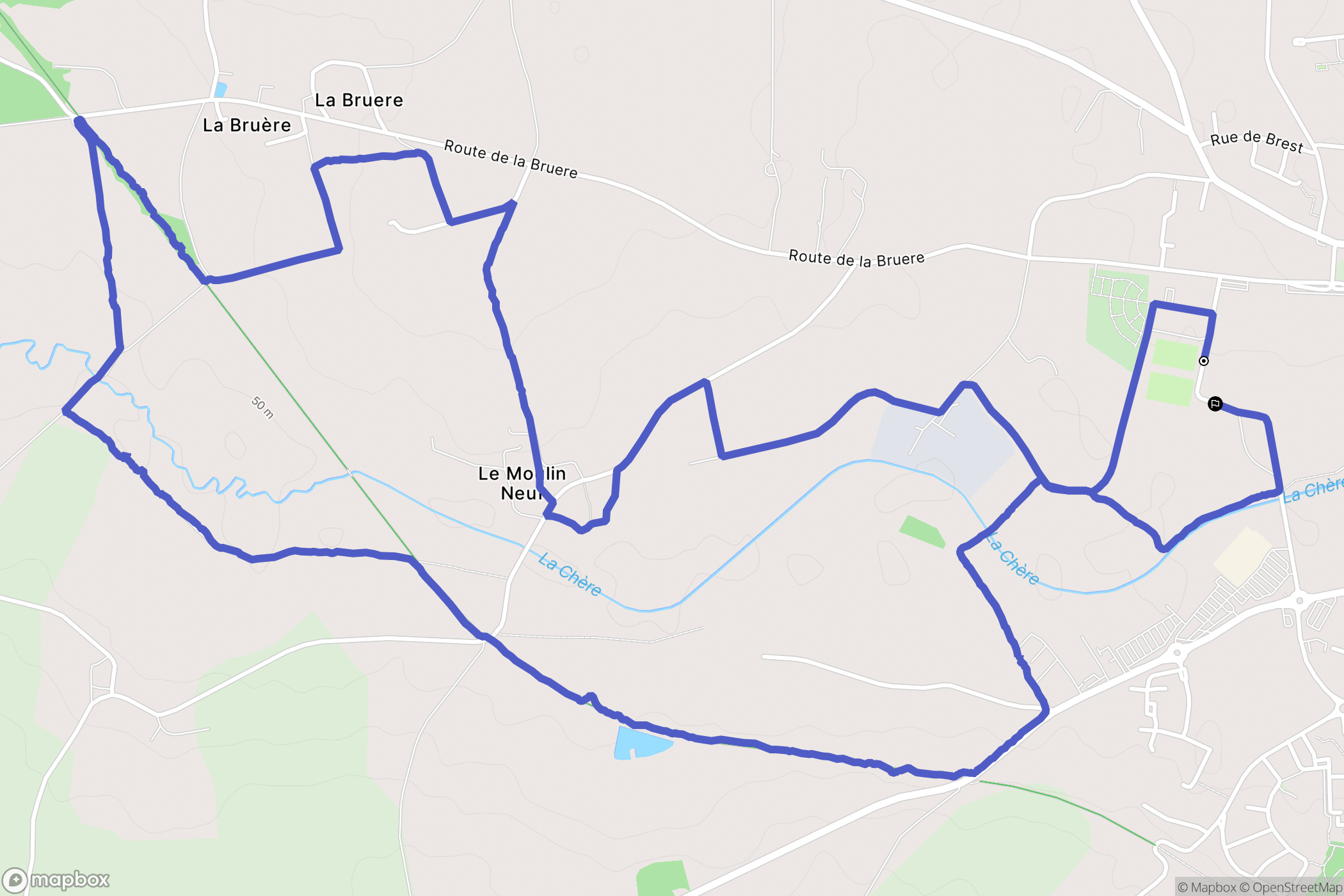 Châteaubriant : carte du parcours de randonnée - France
