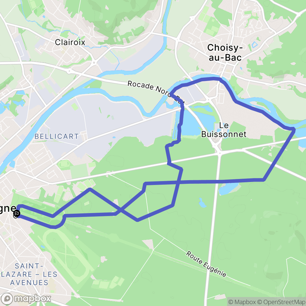 Compiègne : carte du parcours de randonnée - France