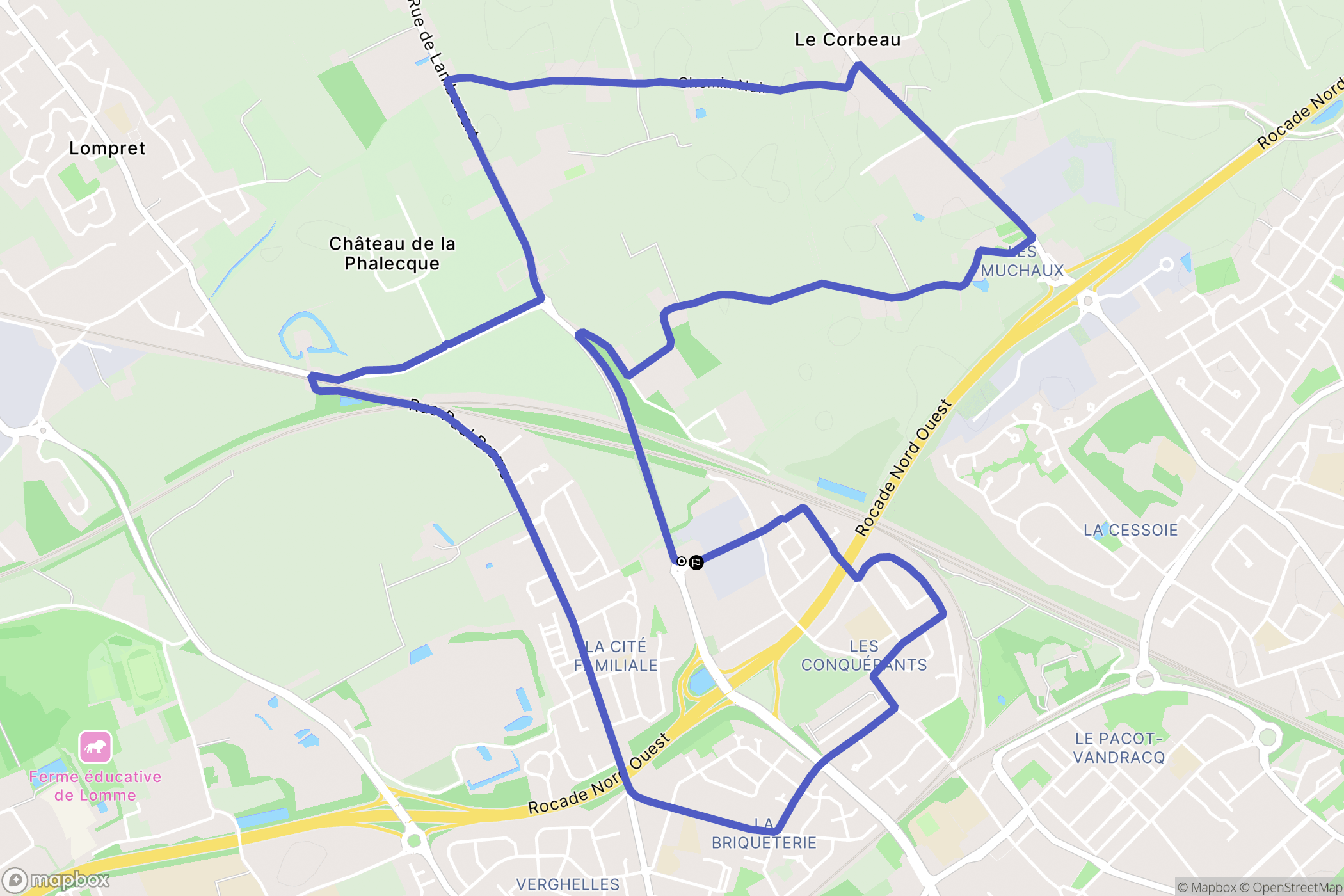 Lambersart : carte du parcours de randonnée - France