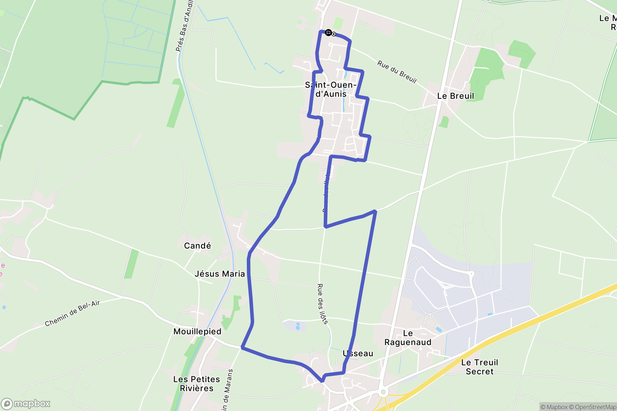 Saint-Ouen-d'Aunis : carte du parcours de randonnée - France