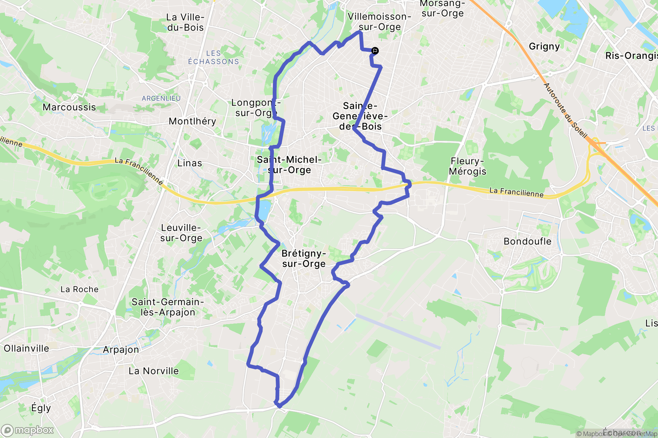 Villemoisson-sur-Orge : carte du parcours de randonnée - France